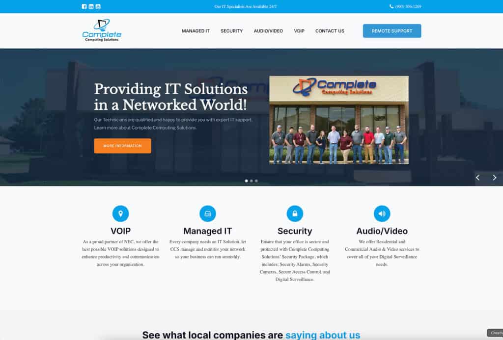 Screenshot of Complete Computing Solutions website